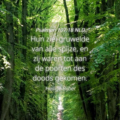 Picture 04 - Psalmen 107:18 NLD - Hun ziel gruwelde van alle spijze, en zij waren - Bible Verse Picture