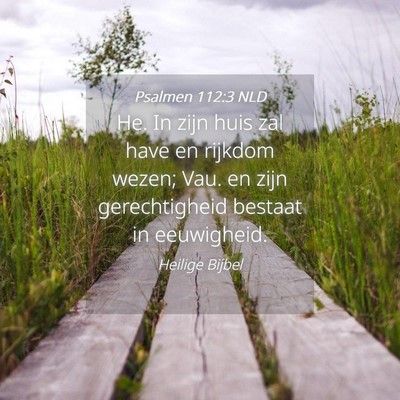 Picture 04 - Psalmen 112:3 NLD - He. In zijn huis zal have en rijkdom wezen; Vau. - Bible Verse Picture
