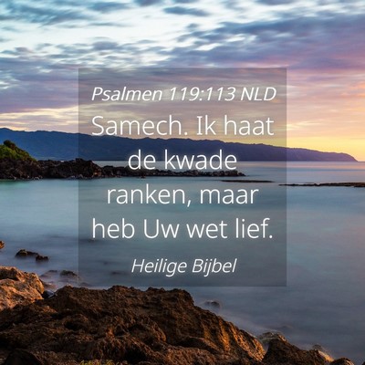 Picture 04 - Psalmen 119:113 NLD - Samech. Ik haat de kwade ranken, maar heb Uw wet - Bible Verse Picture