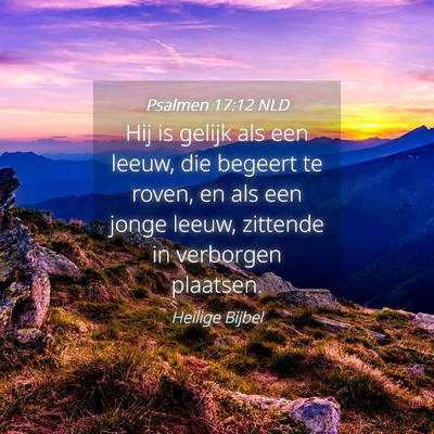 Picture 04 - Psalmen 17:12 NLD - Hij is gelijk als een leeuw, die begeert te - Bible Verse Picture