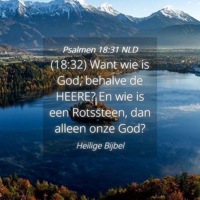 Picture 04 - Psalmen 18:31 NLD - (18:32) Want wie is God, behalve de HEERE? En wie - Bible Verse Picture