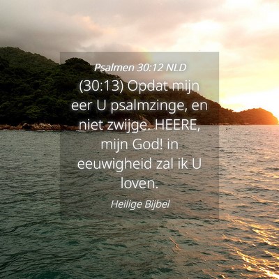 Picture 04 - Psalmen 30:12 NLD - (30:13) Opdat mijn eer U psalmzinge, en niet - Bible Verse Picture