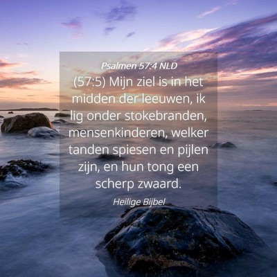 Picture 04 - Psalmen 57:4 NLD - (57:5) Mijn ziel is in het midden der leeuwen, ik - Bible Verse Picture