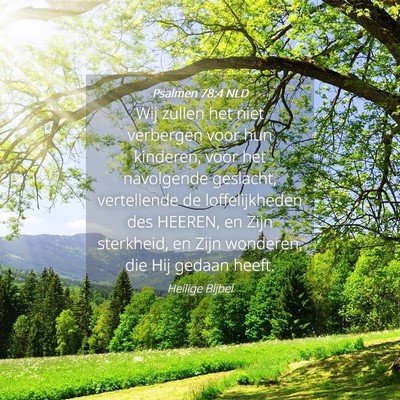 Picture 04 - Psalmen 78:4 NLD - Wij zullen het niet verbergen voor hun kinderen, - Bible Verse Picture