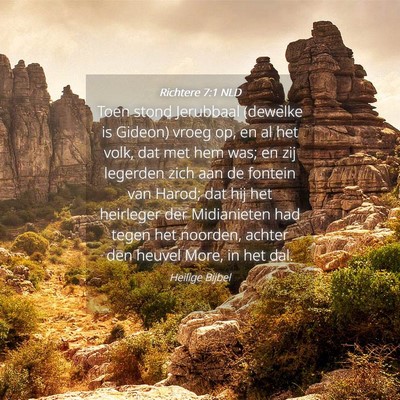 Picture 04 - Richtere 7:1 NLD - Toen stond Jerubbaal (dewelke is Gideon) vroeg - Bible Verse Picture