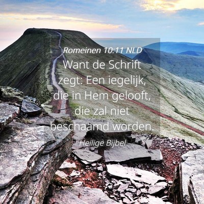 Picture 04 - Romeinen 10:11 NLD - Want de Schrift zegt: Een iegelijk, die in Hem - Bible Verse Picture