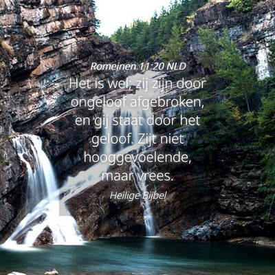 Picture 04 - Romeinen 11:20 NLD - Het is wel; zij zijn door ongeloof afgebroken, en - Bible Verse Picture