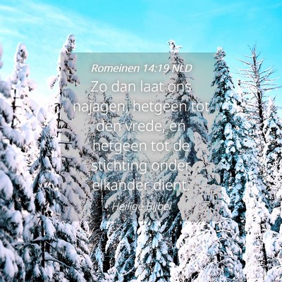 Picture 04 - Romeinen 14:19 NLD - Zo dan laat ons najagen, hetgeen tot den vrede, - Bible Verse Picture