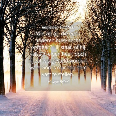 Picture 04 - Romeinen 14:4 NLD - Wie zijt gij, die eens anderen huisknecht - Bible Verse Picture