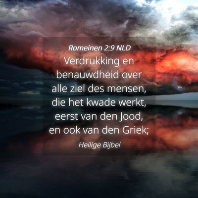 Picture 04 - Romeinen 2:9 NLD - Verdrukking en benauwdheid over alle ziel des - Bible Verse Picture