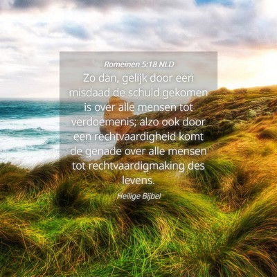 Picture 04 - Romeinen 5:18 NLD - Zo dan, gelijk door een misdaad de schuld gekomen - Bible Verse Picture