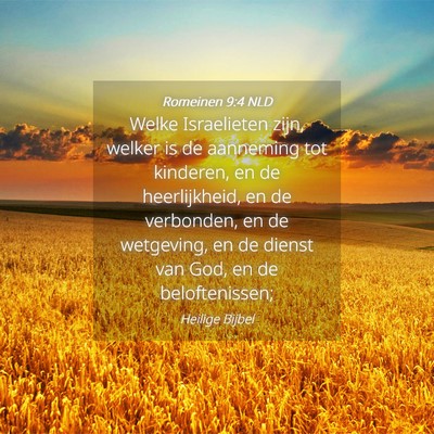 Picture 04 - Romeinen 9:4 NLD - Welke Israelieten zijn, welker is de aanneming - Bible Verse Picture