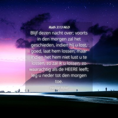 Picture 04 - Ruth 3:13 NLD - Blijf dezen nacht over; voorts in den morgen zal - Bible Verse Picture