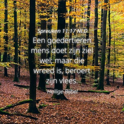 Picture 04 - Spreuken 11:17 NLD - Een goedertieren mens doet zijn ziel wel; maar - Bible Verse Picture
