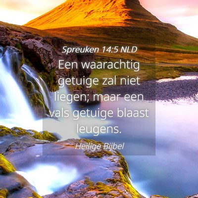 Picture 04 - Spreuken 14:5 NLD - Een waarachtig getuige zal niet liegen; maar een - Bible Verse Picture