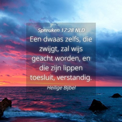 Picture 04 - Spreuken 17:28 NLD - Een dwaas zelfs, die zwijgt, zal wijs geacht - Bible Verse Picture