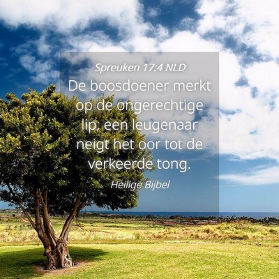 Picture 04 - Spreuken 17:4 NLD - De boosdoener merkt op de ongerechtige lip; een - Bible Verse Picture