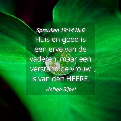Picture 04 - Spreuken 19:14 NLD - Huis en goed is een erve van de vaderen; maar een - Bible Verse Picture