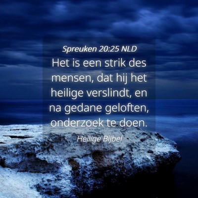 Picture 04 - Spreuken 20:25 NLD - Het is een strik des mensen, dat hij het heilige - Bible Verse Picture