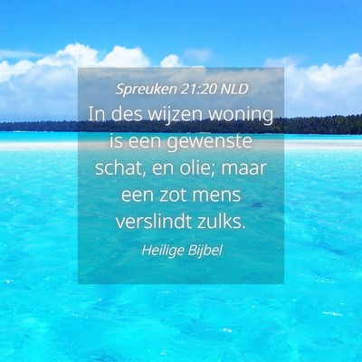 Picture 04 - Spreuken 21:20 NLD - In des wijzen woning is een gewenste schat, en - Bible Verse Picture