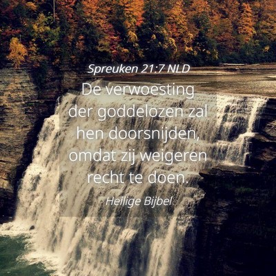 Picture 04 - Spreuken 21:7 NLD - De verwoesting der goddelozen zal hen - Bible Verse Picture