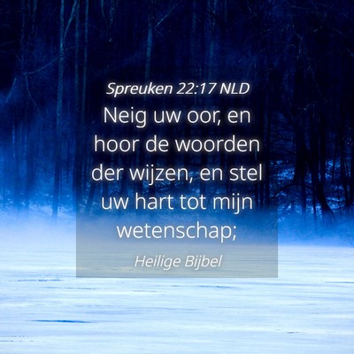 Picture 04 - Spreuken 22:17 NLD - Neig uw oor, en hoor de woorden der wijzen, en - Bible Verse Picture