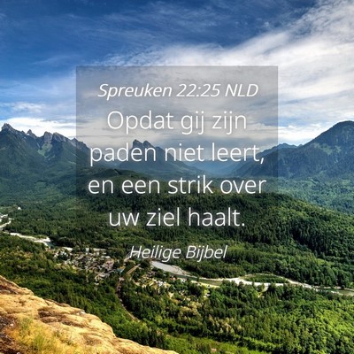 Picture 04 - Spreuken 22:25 NLD - Opdat gij zijn paden niet leert, en een strik - Bible Verse Picture