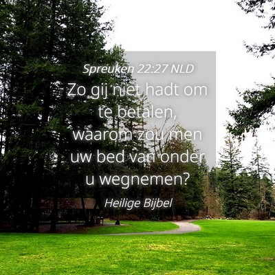 Picture 04 - Spreuken 22:27 NLD - Zo gij niet hadt om te betalen, waarom zou men uw - Bible Verse Picture