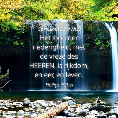 Picture 04 - Spreuken 22:4 NLD - Het loon der nederigheid, met de vreze des - Bible Verse Picture
