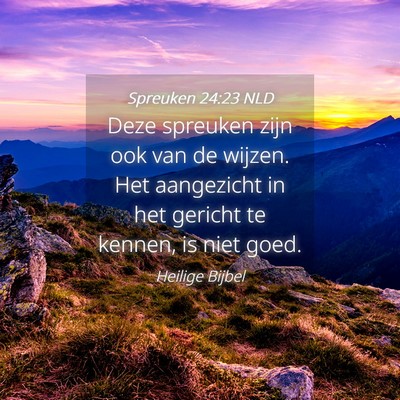 Picture 04 - Spreuken 24:23 NLD - Deze spreuken zijn ook van de wijzen. Het - Bible Verse Picture
