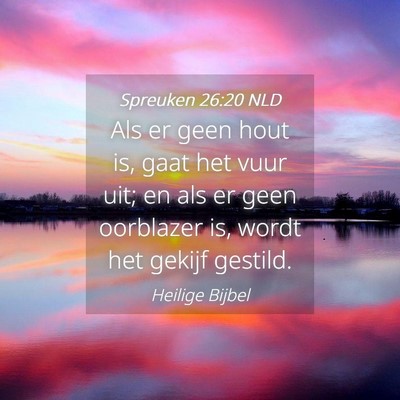 Picture 04 - Spreuken 26:20 NLD - Als er geen hout is, gaat het vuur uit; en als er - Bible Verse Picture