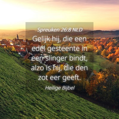 Picture 04 - Spreuken 26:8 NLD - Gelijk hij, die een edel gesteente in een slinger - Bible Verse Picture