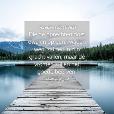 Picture 04 - Spreuken 28:10 NLD - Die de oprechten doet dwalen op een kwaden weg, - Bible Verse Picture