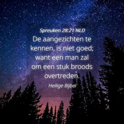 Picture 04 - Spreuken 28:21 NLD - De aangezichten te kennen, is niet goed; want een - Bible Verse Picture
