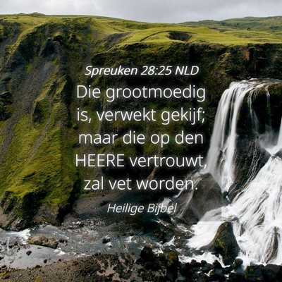Picture 04 - Spreuken 28:25 NLD - Die grootmoedig is, verwekt gekijf; maar die op - Bible Verse Picture