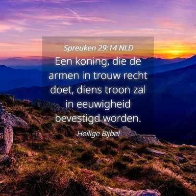 Picture 04 - Spreuken 29:14 NLD - Een koning, die de armen in trouw recht doet, - Bible Verse Picture