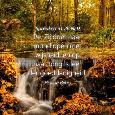 Picture 04 - Spreuken 31:26 NLD - Pe. Zij doet haar mond open met wijsheid; en op - Bible Verse Picture
