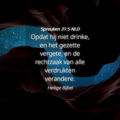 Picture 04 - Spreuken 31:5 NLD - Opdat hij niet drinke, en het gezette vergete, en - Bible Verse Picture