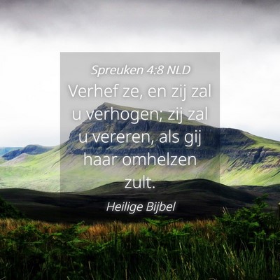 Picture 04 - Spreuken 4:8 NLD - Verhef ze, en zij zal u verhogen; zij zal u - Bible Verse Picture