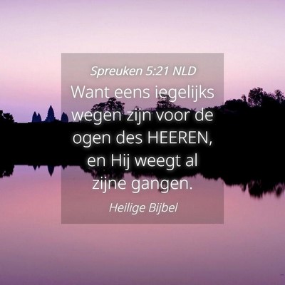 Picture 04 - Spreuken 5:21 NLD - Want eens iegelijks wegen zijn voor de ogen des - Bible Verse Picture