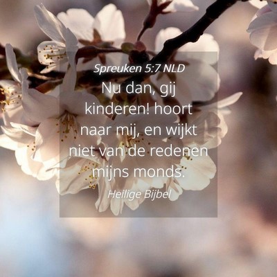 Picture 04 - Spreuken 5:7 NLD - Nu dan, gij kinderen! hoort naar mij, en wijkt - Bible Verse Picture