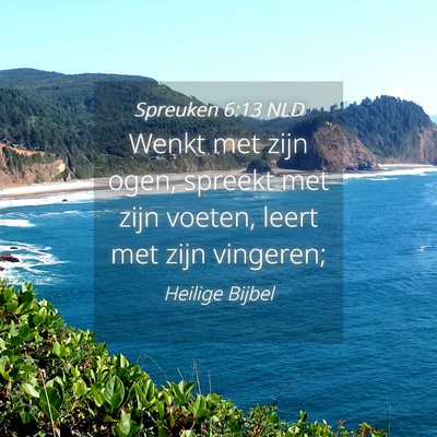 Picture 04 - Spreuken 6:13 NLD - Wenkt met zijn ogen, spreekt met zijn voeten, - Bible Verse Picture