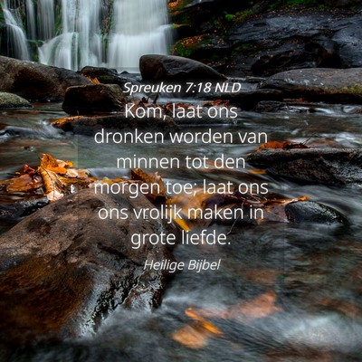 Picture 04 - Spreuken 7:18 NLD - Kom, laat ons dronken worden van minnen tot den - Bible Verse Picture