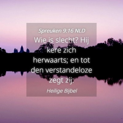 Picture 04 - Spreuken 9:16 NLD - Wie is slecht? Hij kere zich herwaarts; en tot - Bible Verse Picture