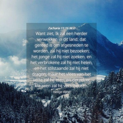 Picture 04 - Zacharia 11:16 NLD - Want ziet, Ik zal een herder verwekken in dit - Bible Verse Picture