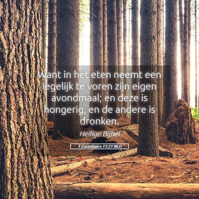 Picture 05 - 1 Corinthiërs 11:21 NLD - Want in het eten neemt een iegelijk te voren zijn - Bible Verse Picture