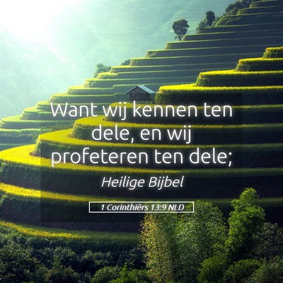 Picture 05 - 1 Corinthiërs 13:9 NLD - Want wij kennen ten dele, en wij profeteren ten - Bible Verse Picture