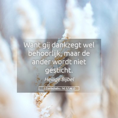 Picture 05 - 1 Corinthiërs 14:17 NLD - Want gij dankzegt wel behoorlijk, maar de ander - Bible Verse Picture