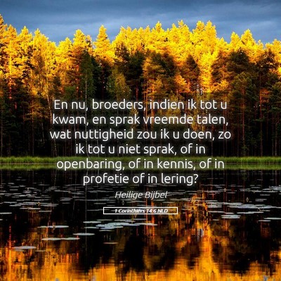 Picture 05 - 1 Corinthiërs 14:6 NLD - En nu, broeders, indien ik tot u kwam, en sprak - Bible Verse Picture