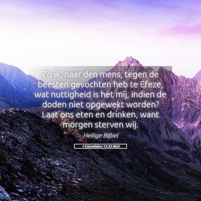 Picture 05 - 1 Corinthiërs 15:32 NLD - Zo ik, naar den mens, tegen de beesten gevochten - Bible Verse Picture